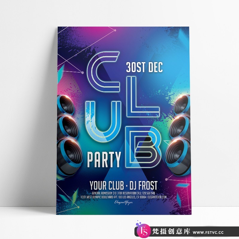 [创意设计]炫酷音乐节酒吧国外海报psd分层源文件模板-梵摄创意库