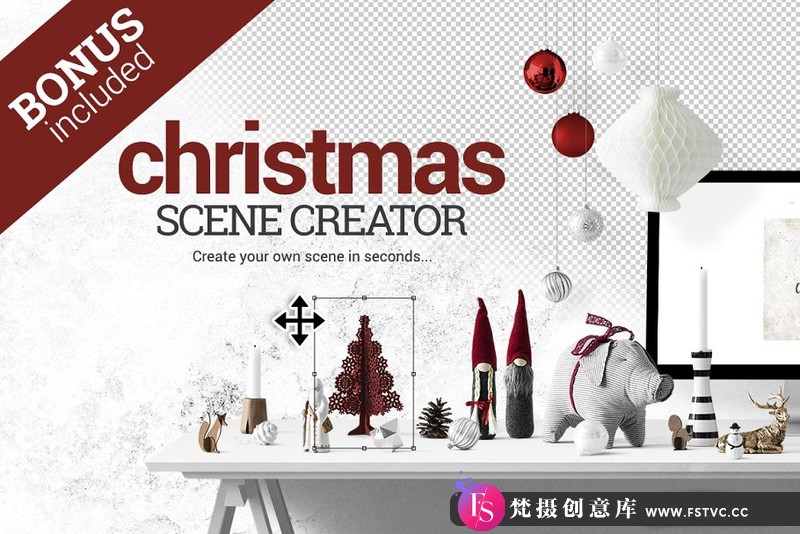 [PS样机模型]圣诞节场景模型PSD样机素材ChristmasSceneCreator+BONUS