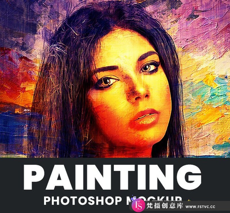 [PS样机模型]Photoshop油画卡通艺术PSD样机模型PaintingPhotoshopMockup