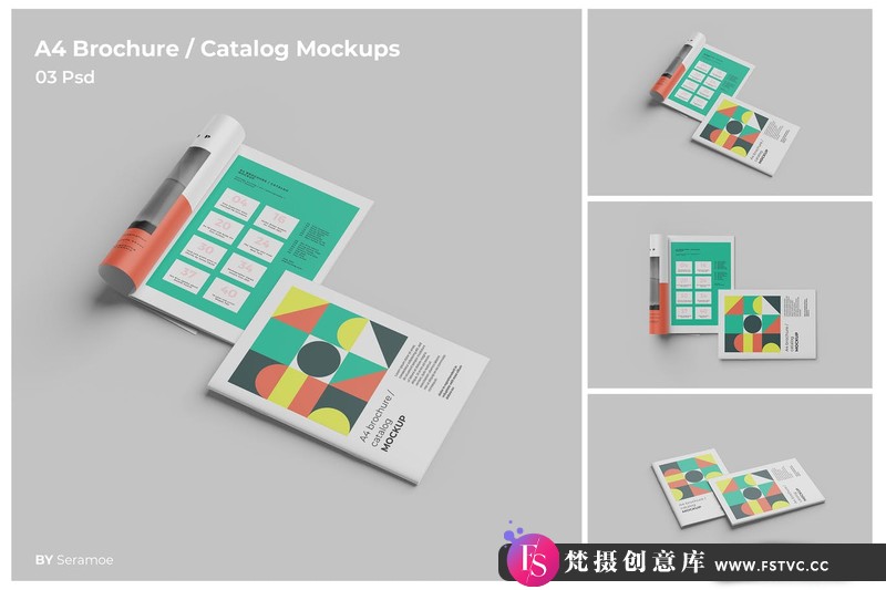 [PS样机模型]A4手册/目录杂志PSD样机模型第2卷-梵摄创意库