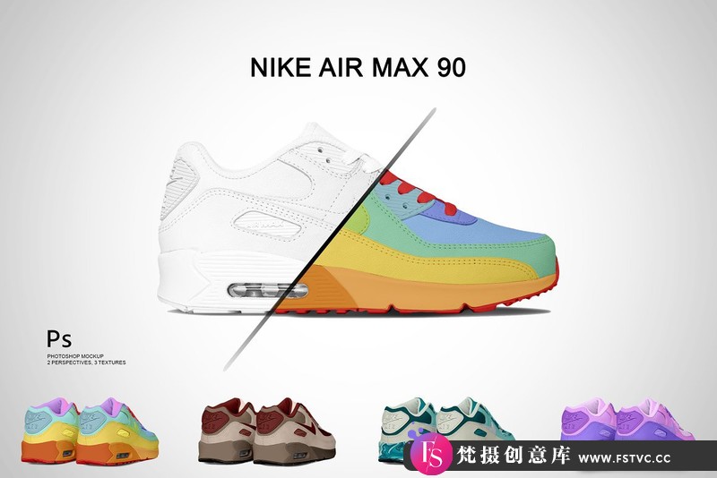 [PS样机模型]NikeAirMax90鞋子模型PSD样机模板-梵摄创意库