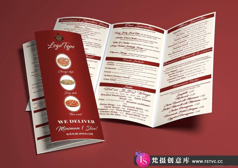 [文化美食]餐厅菜单价目表折页设计PSD模板-梵摄创意库