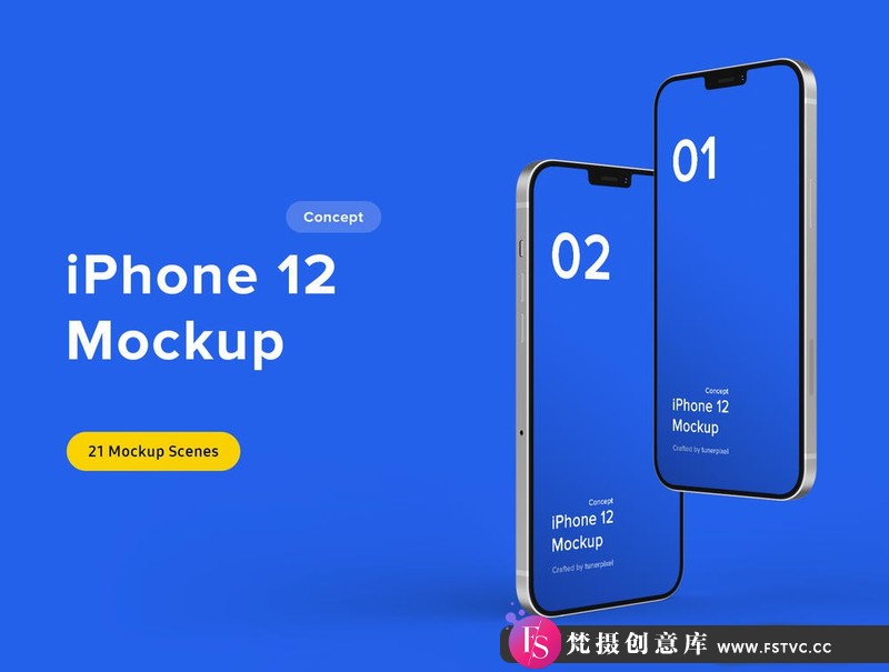 [PS样机模型]高级粘土iPhone12样机模型ClayMockupSet高级智能贴图PSD样机-梵摄创意库