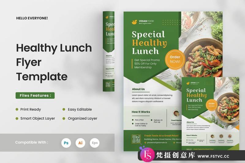 [促销海报]特别健康午餐传单PSD模板SpecialHealthyLunchFlyer-梵摄创意库