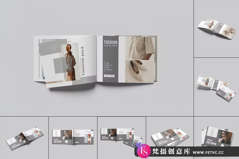 [PS样机模型]8种A4不同风格的小册子/杂志PS样机模型-梵摄创意库