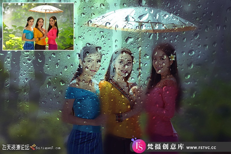 图片[2]-[中文版动作]朦胧雨天玻璃雨滴雨水特效PS中文汉化版动作 附视频教程-梵摄创意库