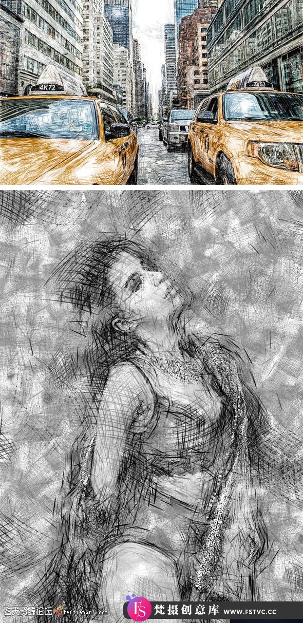 图片[5]-[PS动作下载]艺术素描PS动作 Artistic Sketch Photoshop Action(附视频教程)-梵摄创意库