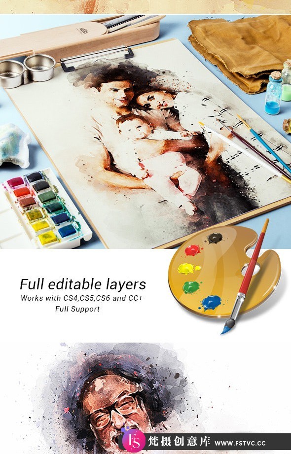 图片[3]-[PS动作下载]专业广告海报水彩画PS动作 Watercolor Photoshop Action(附视频教程)-梵摄创意库