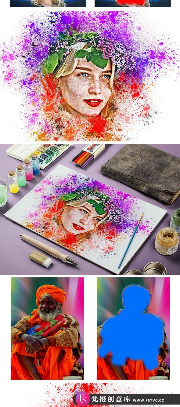 图片[4]-[PS动作下载]水彩喷溅绘画PS动作 Watercolor Painting Photoshop Action(附教程)-梵摄创意库