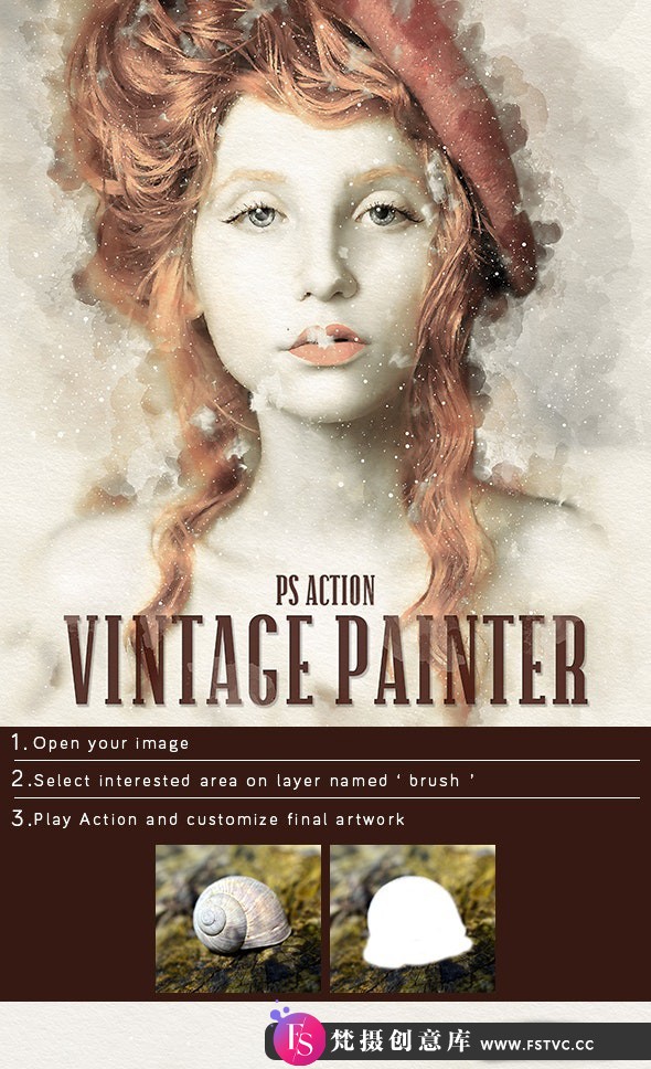 [PS动作下载]复古画家PS动作 Vintage Painter Photoshop Action(附视频教程)