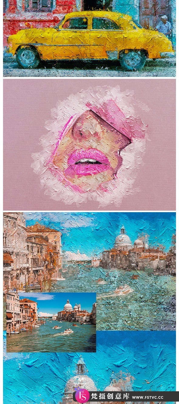 [PS动作下载]调色刀厚涂绘画PS动作Palette Knife Photoshop Action