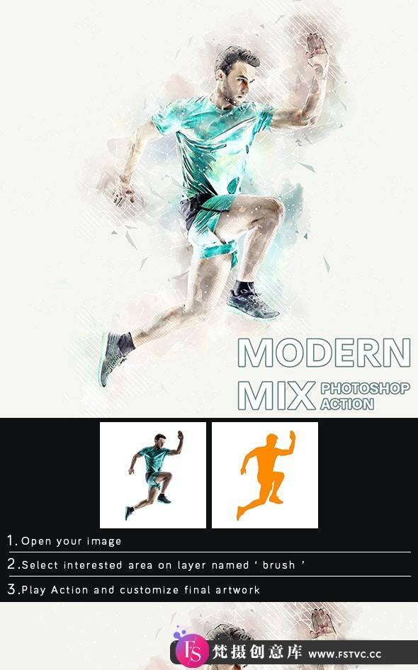 [PS动作下载]现代混合水彩效果Photoshop动作 Modern Mix Photoshop Action 附教程-梵摄创意库