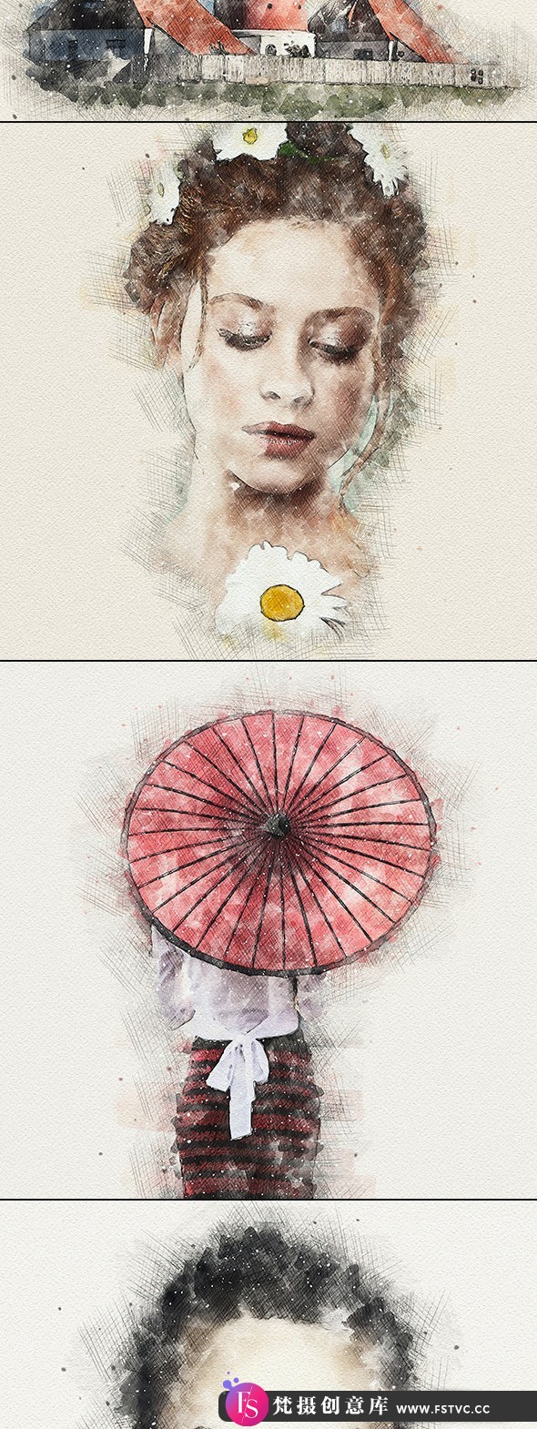 图片[4]-[PS动作下载]水彩与铅笔绘画PS特效动作Watercolor Pencil Photoshop Action附教程-梵摄创意库