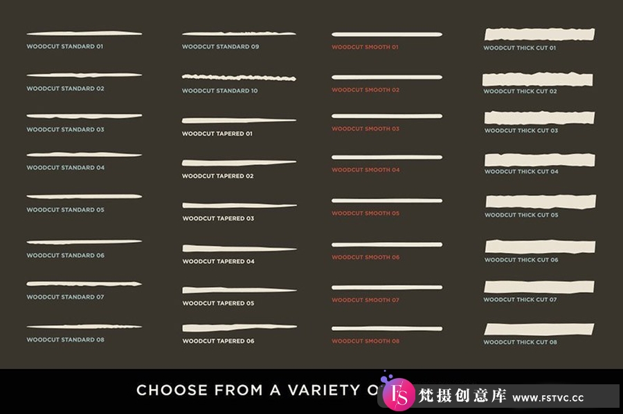 适用于PS与AI的木刻画，逼真的木刻PS/AI笔刷