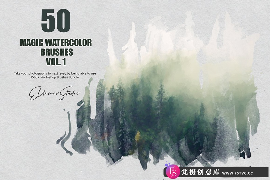 50支魔法水彩笔刷第一卷 50 Magic Watercolor Brushes – Vol. 1