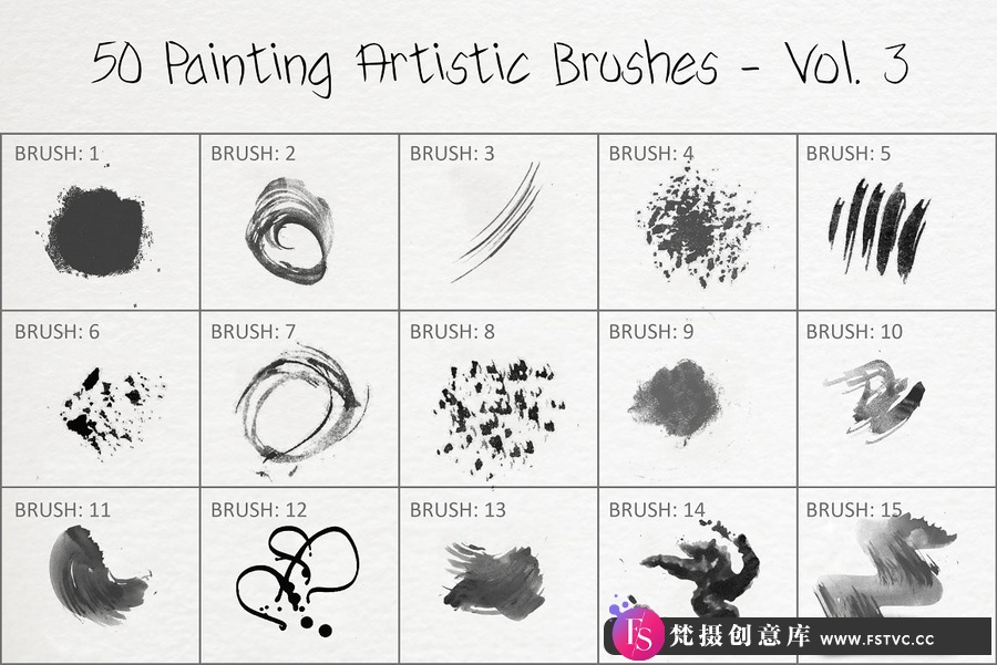 50种CG绘画艺术PS画笔 50 Painting Artistic Brushes – Vol. 3