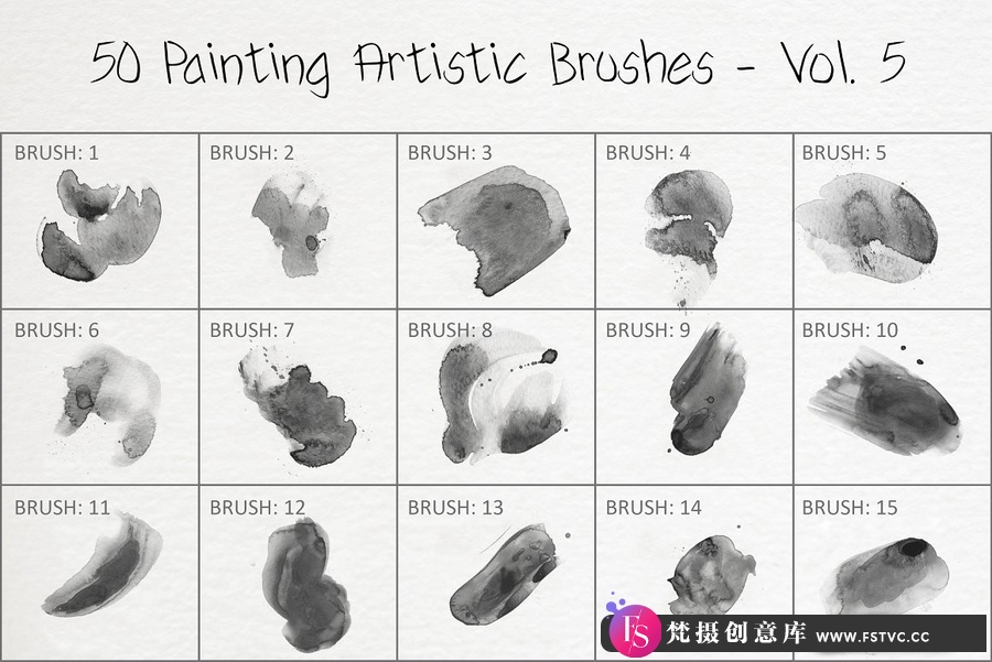 50种CG绘画艺术PS画笔 50 Painting Artistic Brushes – Vol. 5