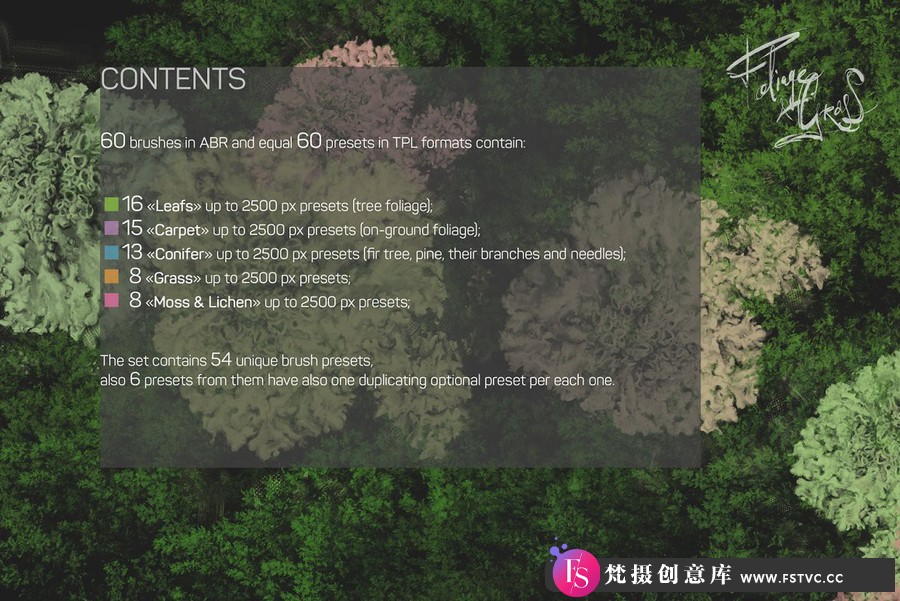 图片[3]-60种叶子和苔藓草地植物PS画笔笔刷套装 ABR和TPL格式-梵摄创意库