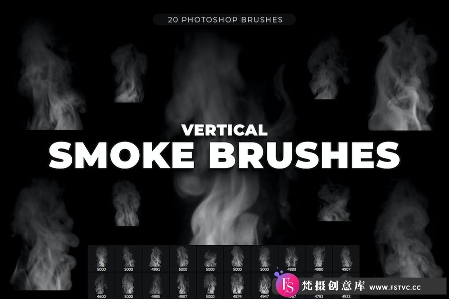 20支立式烟雾笔刷 20 Vertical Smoke Brushes-梵摄创意库