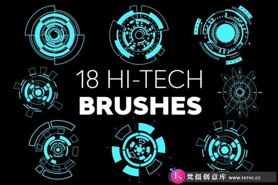 18组高科技PS笔刷 Hi-Tech Brushes