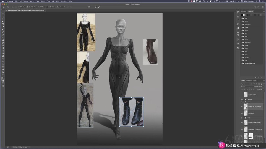 PS影视概念艺术人物服装设计完整工作流程-中英字幕-梵摄创意库
