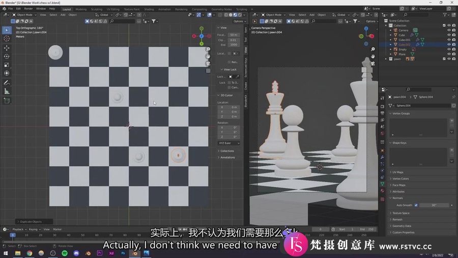 图片[5]-Blender- 国际象棋场景基础建模及渲染教程（）中英字幕）教程-梵摄创意库