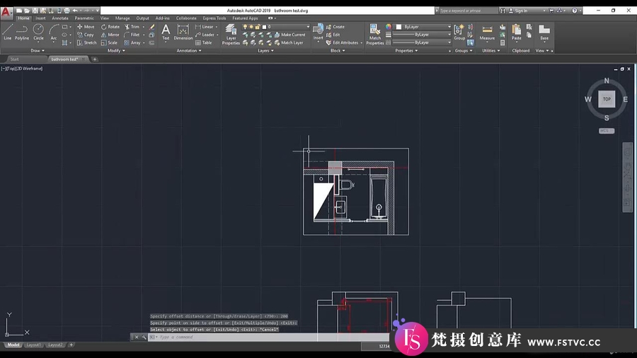 3ds max Autocad 室内浴室项目设计建模渲染教程-中英字幕