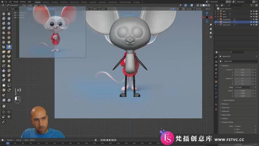 Blender 3D角色建模渲染设计初学者入门训练视频教程-中英字幕-梵摄创意库