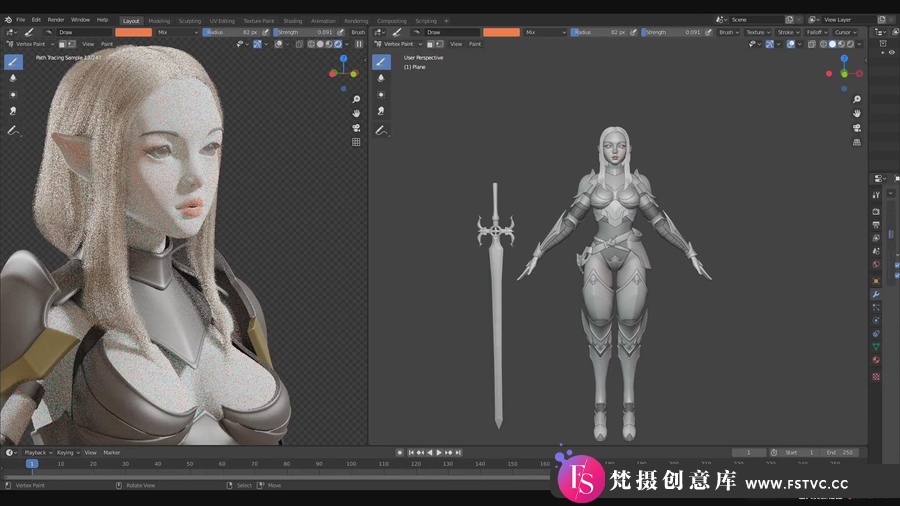 图片[3]-Blender骑士女性角色建模教程-整个步骤,包含模型工程文件-梵摄创意库