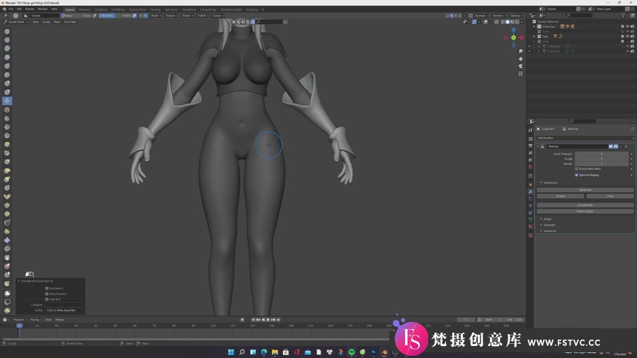 图片[2]-Blender教程-忍者女性游戏角色Blender建模教程-附模型工程文件-梵摄创意库