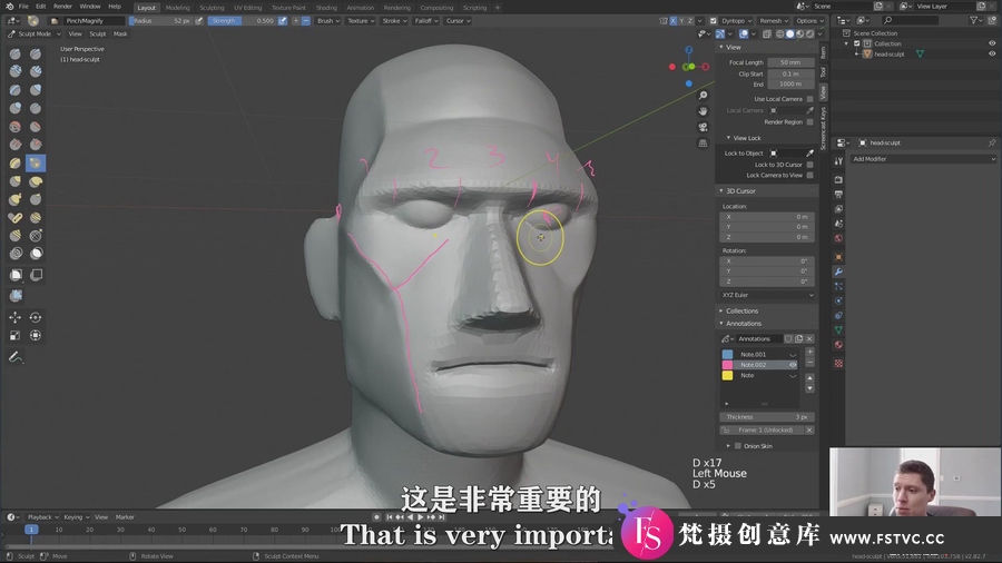Blender 超逼真的肖像画建模人物角色渲染视频教程-中英字幕-梵摄创意库