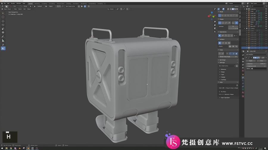 图片[2]-Blender+boxcutter插件卡通盒子机器人角色建模教程-中英字幕-梵摄创意库