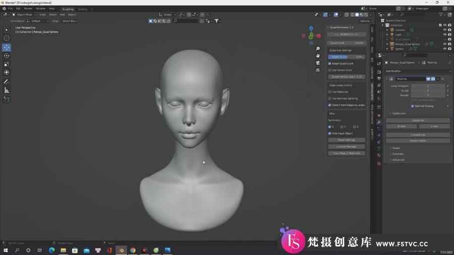 Blender – 赛博朋克女性人物角色建模渲染完整教程-无声视频-梵摄创意库