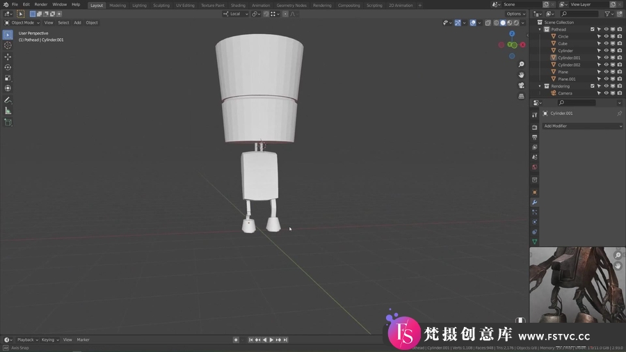 图片[2]-Blender机器人硬面建模及Painter贴图展UV教程-中英字幕-梵摄创意库