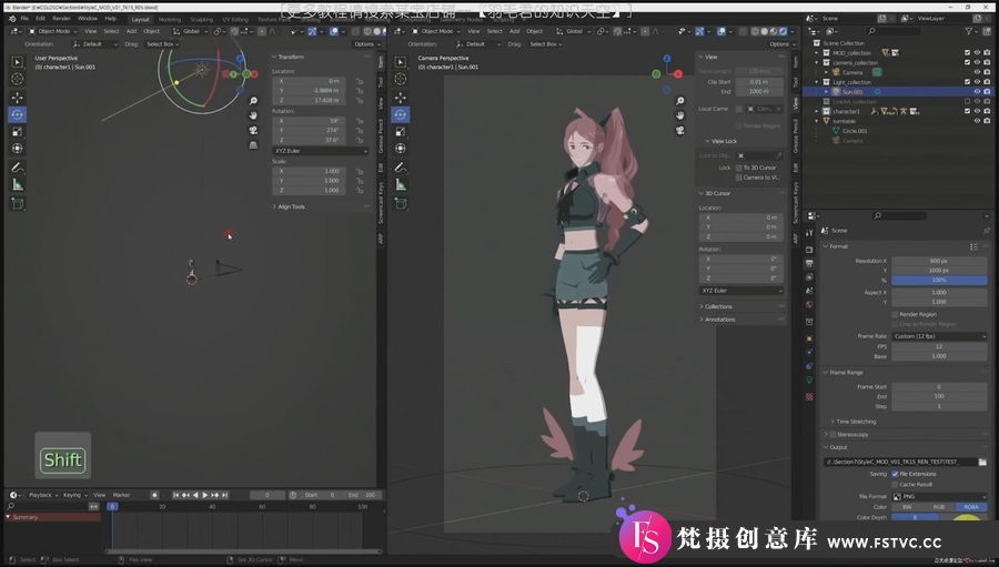 图片[2]-Blender 3D卡通角色建模纹理绑定渲染合成教程-人工翻译字幕-梵摄创意库