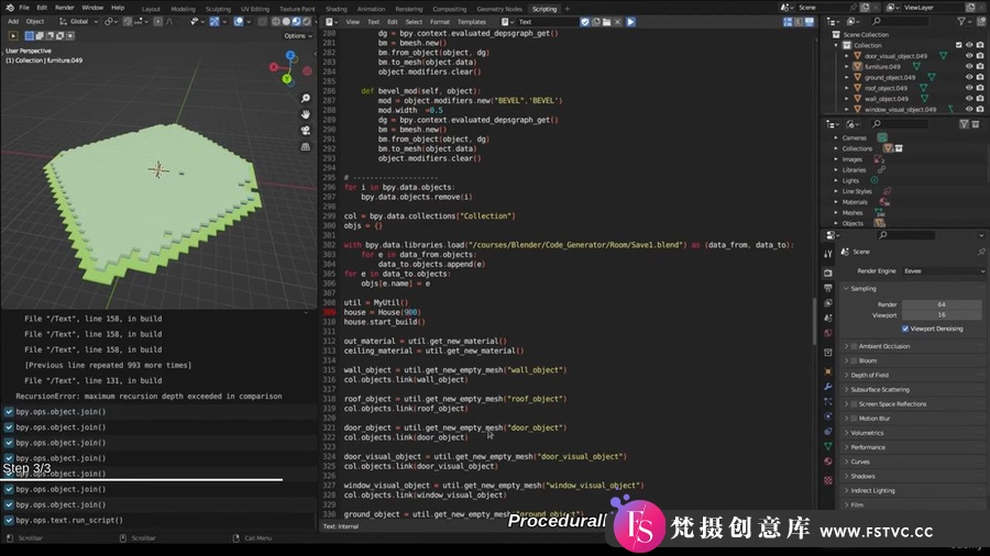 图片[3]-Blender 和 Python 复杂房间场景自动化建模视频教程-中英字幕-梵摄创意库