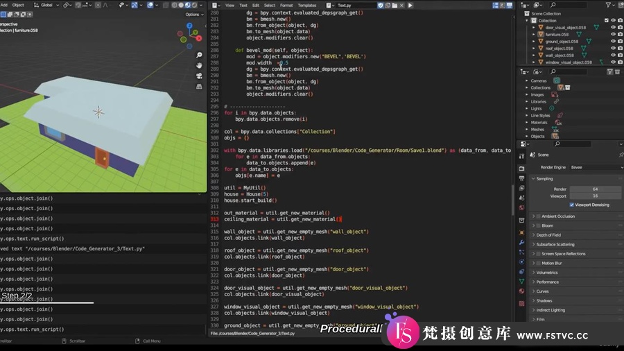 图片[4]-Blender 和 Python 复杂房间场景自动化建模视频教程-中英字幕-梵摄创意库