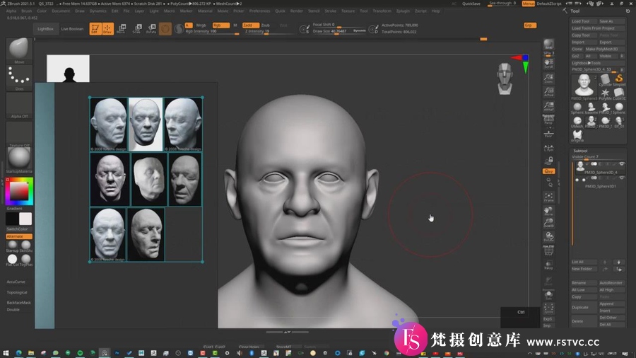 图片[3]-Zbrush超逼真人物明星数字雕刻建模制作视频教程-中英字幕-梵摄创意库