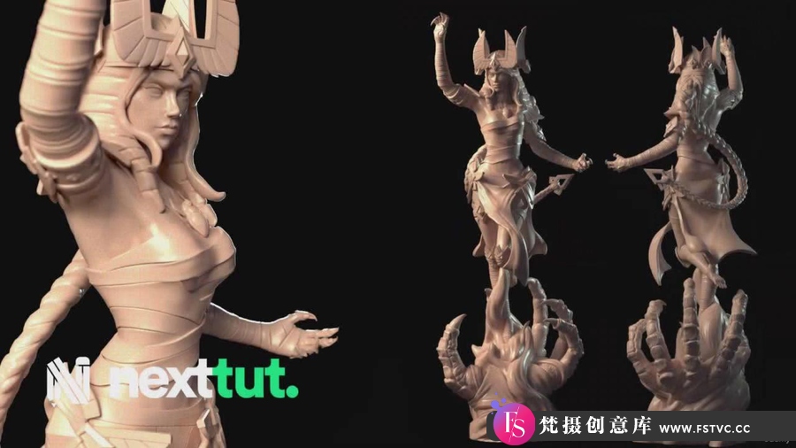 Zbrush逼真3D打印雕刻建模女性角色模型制作教程-中英字幕-梵摄创意库
