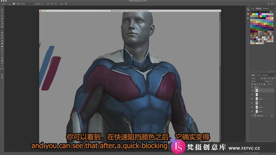 图片[3]-ZBrush+PS制作电影与电视超级英雄概念设计制作教程-中英字幕-梵摄创意库