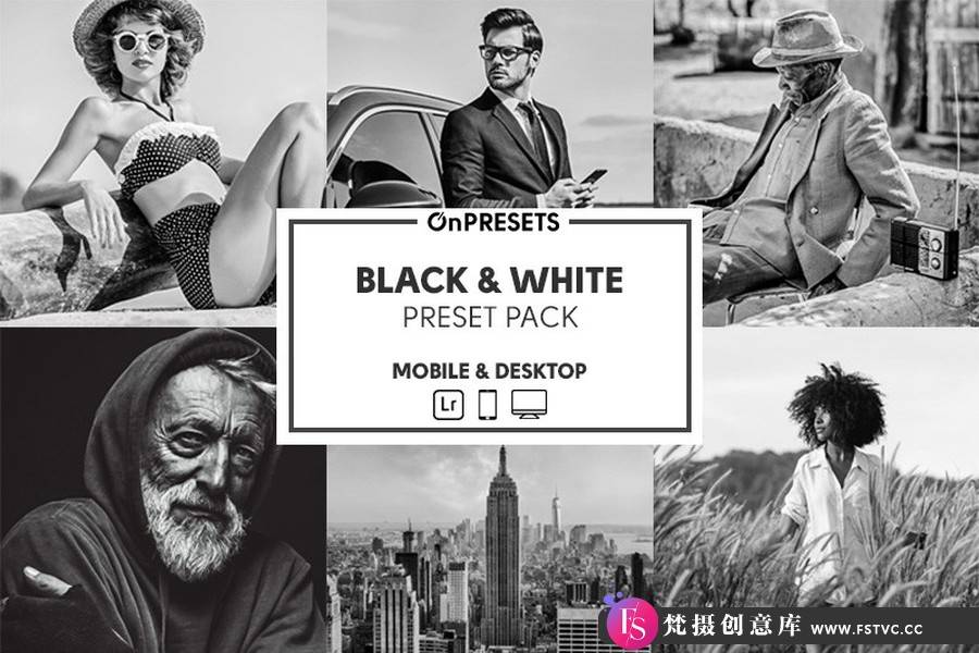 黑白电影胶片人像调色Lightroom预设 OnPresets-BLACK & WHITE-梵摄创意库
