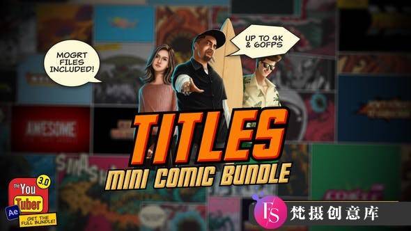 25组卡通漫画文字标题动画PR预设- Mini Comic Bundle – Titles-梵摄创意库