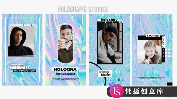 Premiere Pro社交媒体竖版全息故事模版 Holographic Stories-梵摄创意库