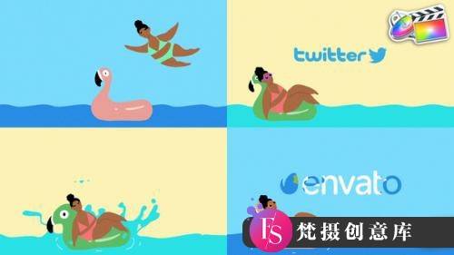 FCPX插件-卡通假期社交媒体标志动画模板Vacation Logo 支持m1-梵摄创意库