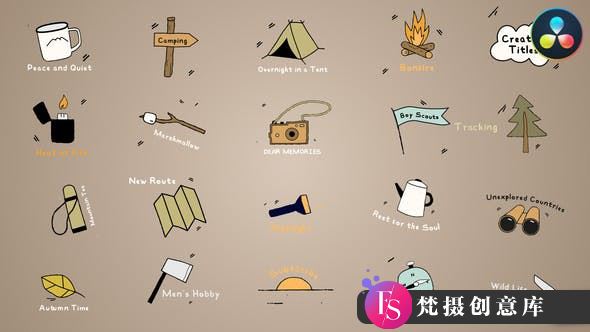 达芬奇徒步旅拍标题模板 Hiking Titles for DaVinci Resolve-梵摄创意库