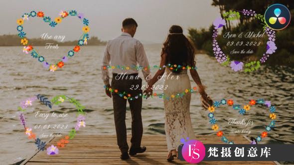 达芬奇婚礼文本标题模版 Wedding Titles for DaVinci Resolve-梵摄创意库