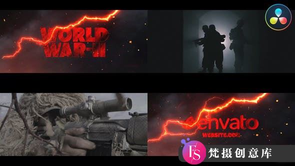 达芬奇战争影视预告片模版 World War 2 Trailer for DaVinci Resolve-梵摄创意库