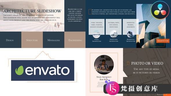 达芬奇建筑幻灯片展示模版 Architecture Slideshow | DaVinci Resolve-梵摄创意库