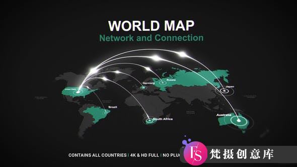 全球网络地图动画AE模板 – World Map Network连接效果