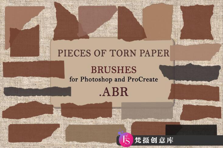 [特效创意笔刷][插件发布]高清晰撕碎的纸张PS笔刷 Pieces of Torn Paper. Brushes